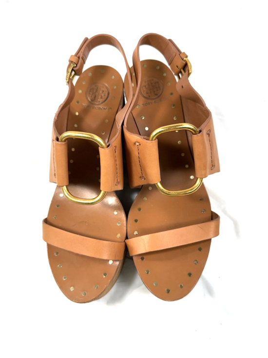 Tory Burch Shoes - Tory Burch Ravello Tan Leather O-Ring Studded Platform Wedge Sandal size 7